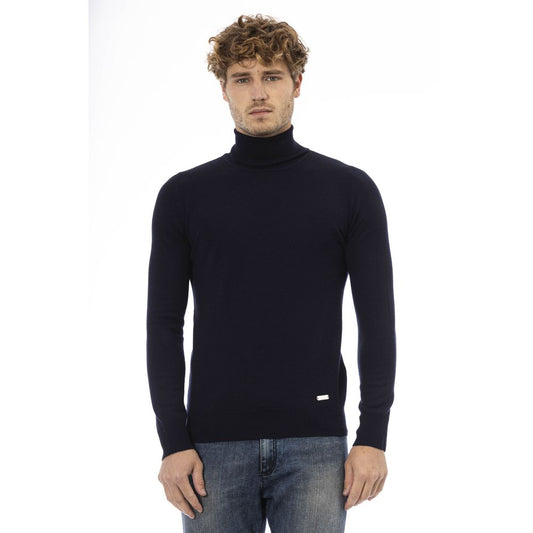 Blue Wool Men Sweater - GlamHub Luxury and Icon Brand Clothing