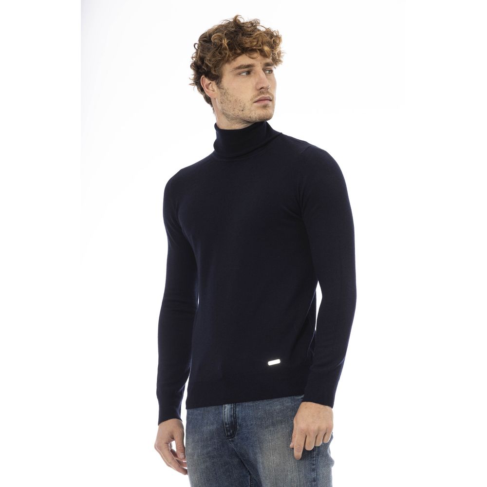 Blue Wool Men Sweater - GlamHub Luxury and Icon Brand Clothing