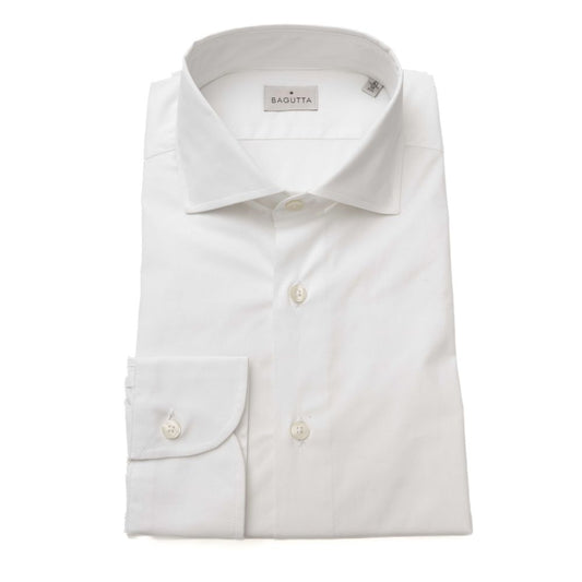 White Cotton Men's Slim Shirt - GlamHub Luxury and Icon Brand Clothing