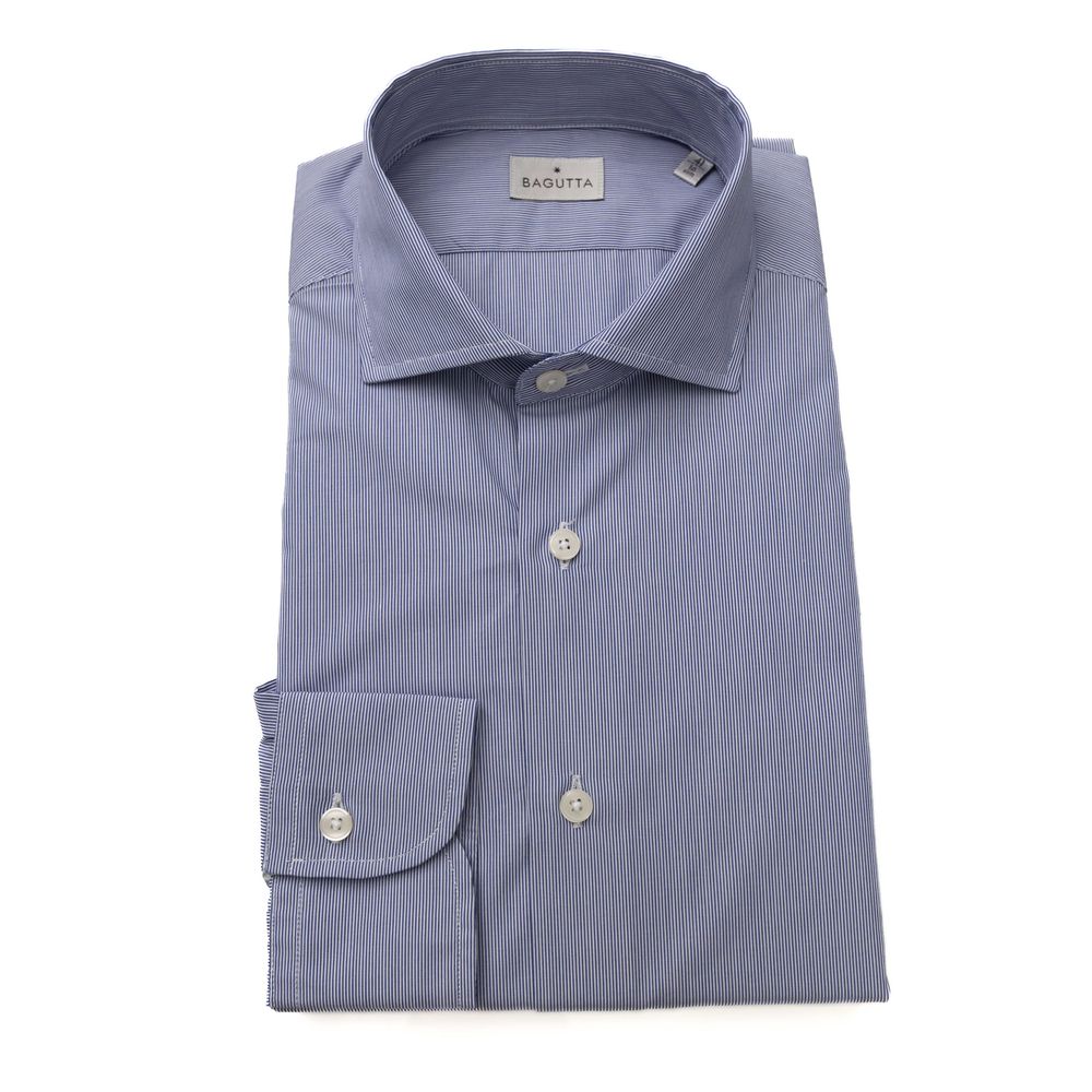 Light Blue Cotton Men Shirt - GlamHub Luxury and Icon Brand Clothing