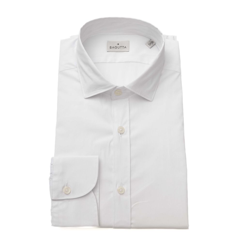 White Cotton Men Shirt - GlamHub Luxury and Icon Brand Clothing