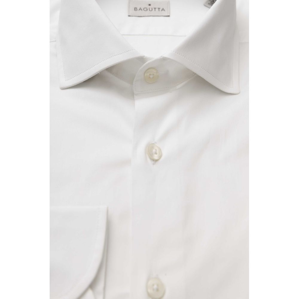 White Cotton Men's Slim Shirt - GlamHub Luxury and Icon Brand Clothing