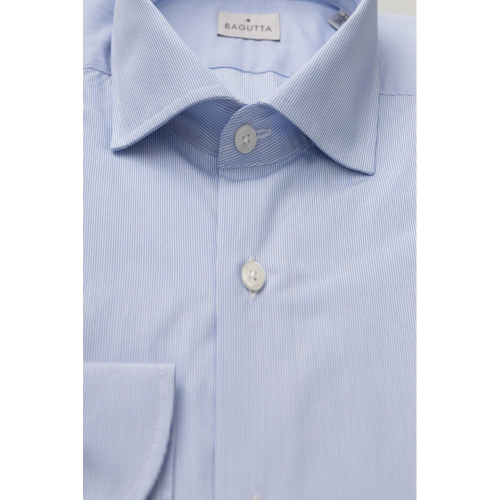 Light Blue Cotton Men Shirt - GlamHub Luxury and Icon Brand Clothing