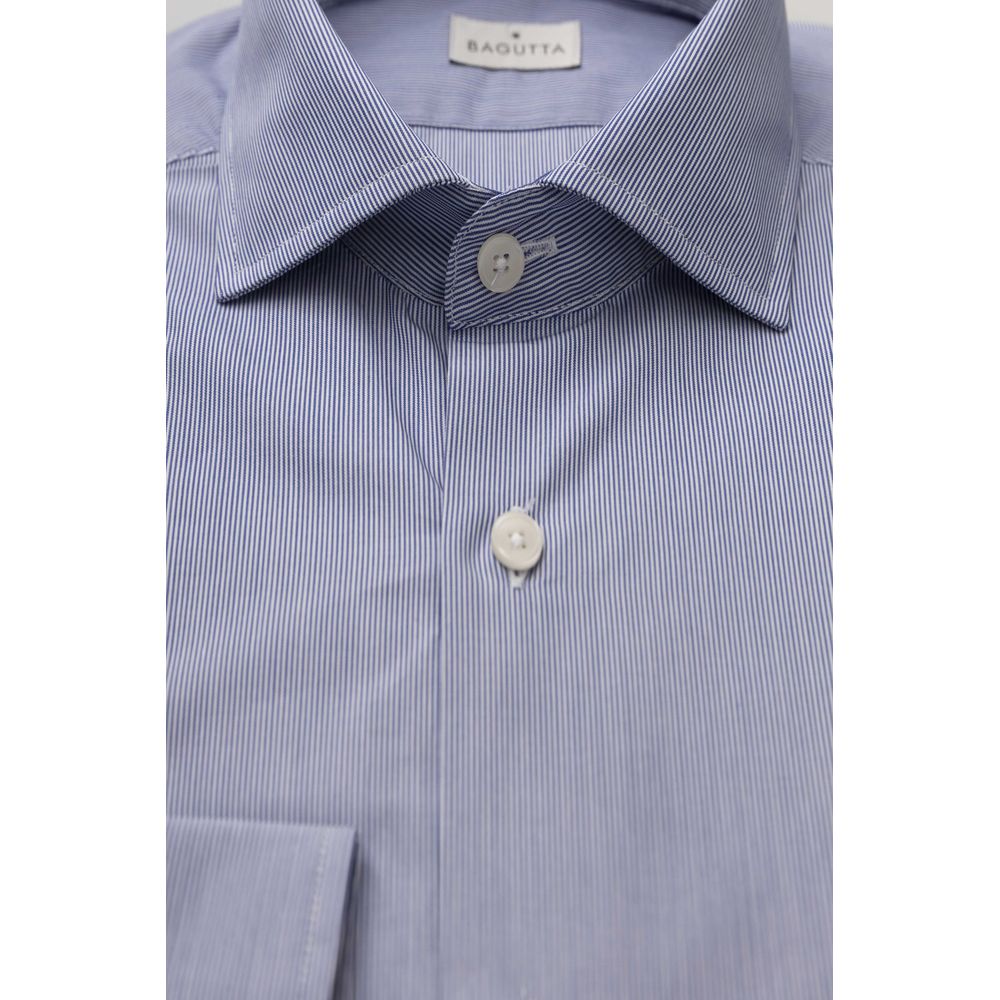 Light Blue Cotton Men Shirt - GlamHub Luxury and Icon Brand Clothing