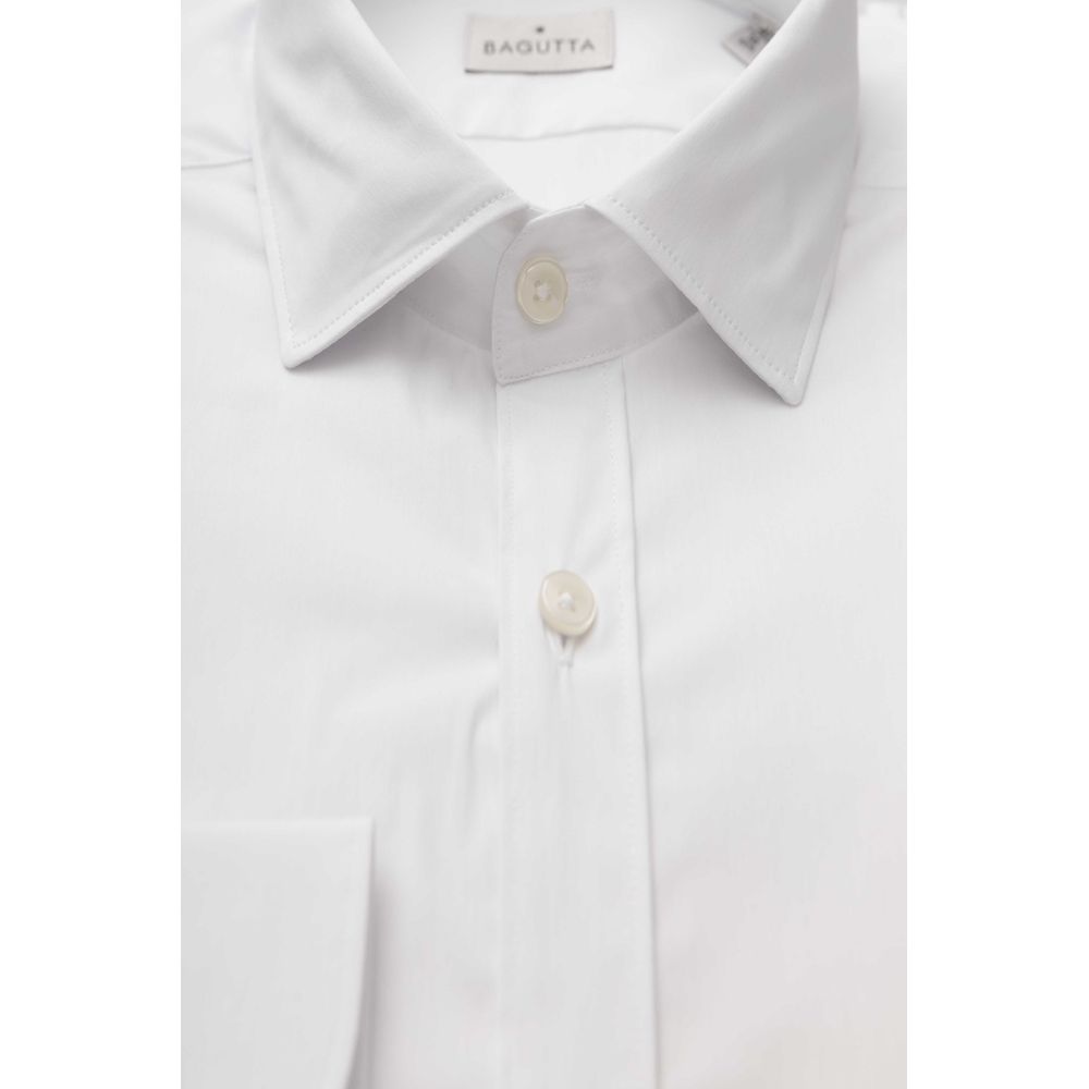 White Cotton Men Shirt - GlamHub Luxury and Icon Brand Clothing