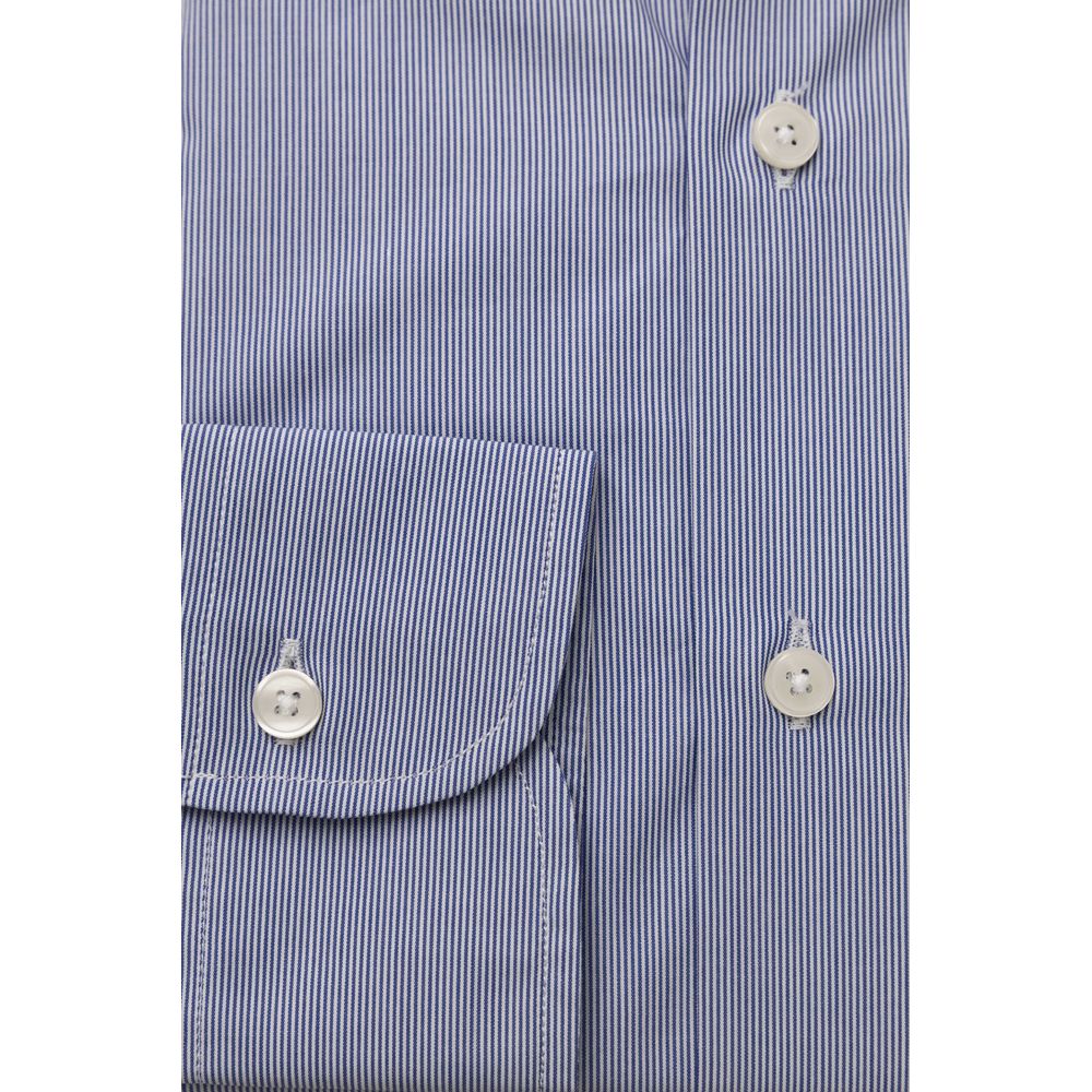 Light Blue Cotton Men Shirt - GlamHub Luxury and Icon Brand Clothing