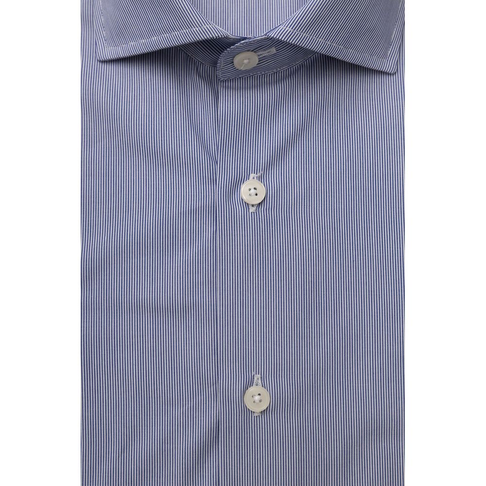 Light Blue Cotton Men Shirt - GlamHub Luxury and Icon Brand Clothing