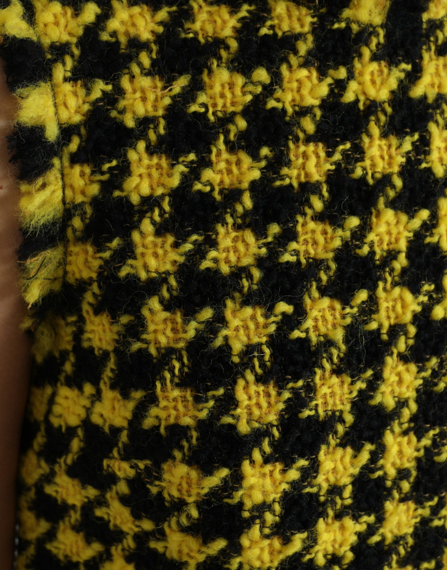 Houndstooth Knitted Chic Yellow Mini Skirt