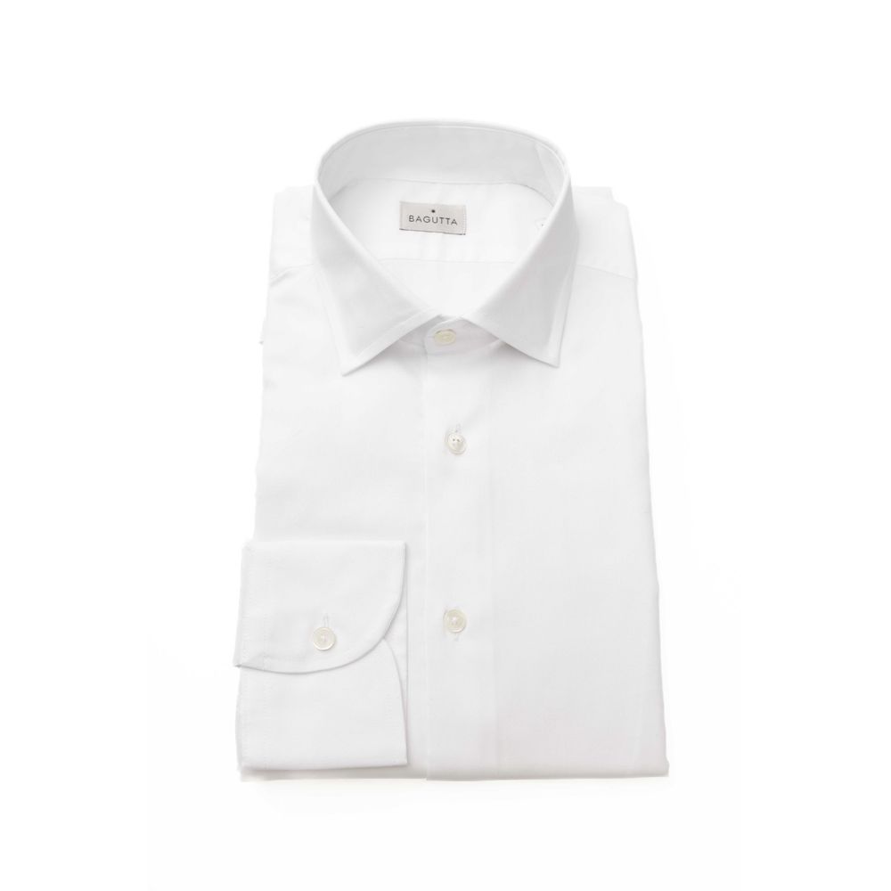 White Cotton Men Shirt - GlamHub Luxury and Icon Brand Clothing