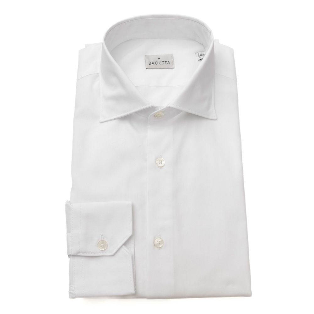 White Cotton Men Shirt - GlamHub Luxury and Icon Brand Clothing