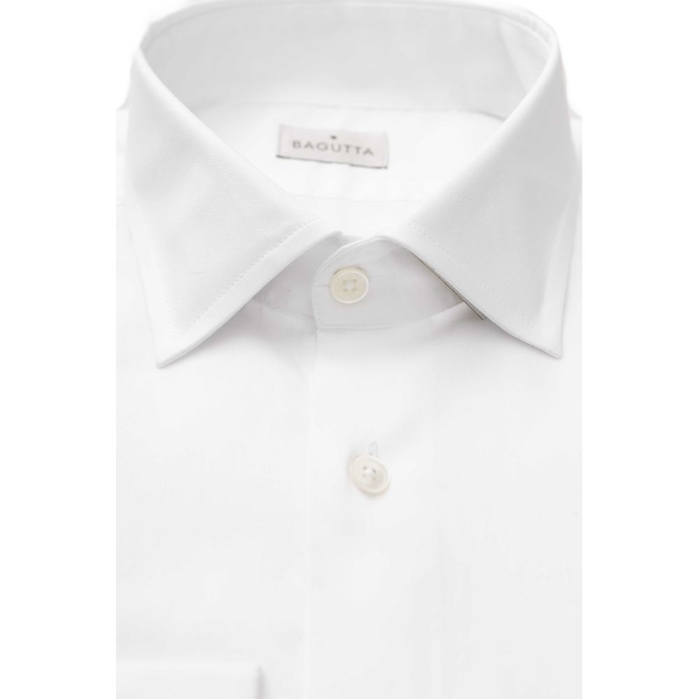 White Cotton Men Shirt - GlamHub Luxury and Icon Brand Clothing