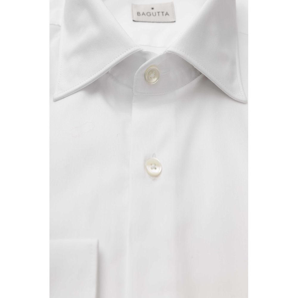 White Cotton Men Shirt - GlamHub Luxury and Icon Brand Clothing