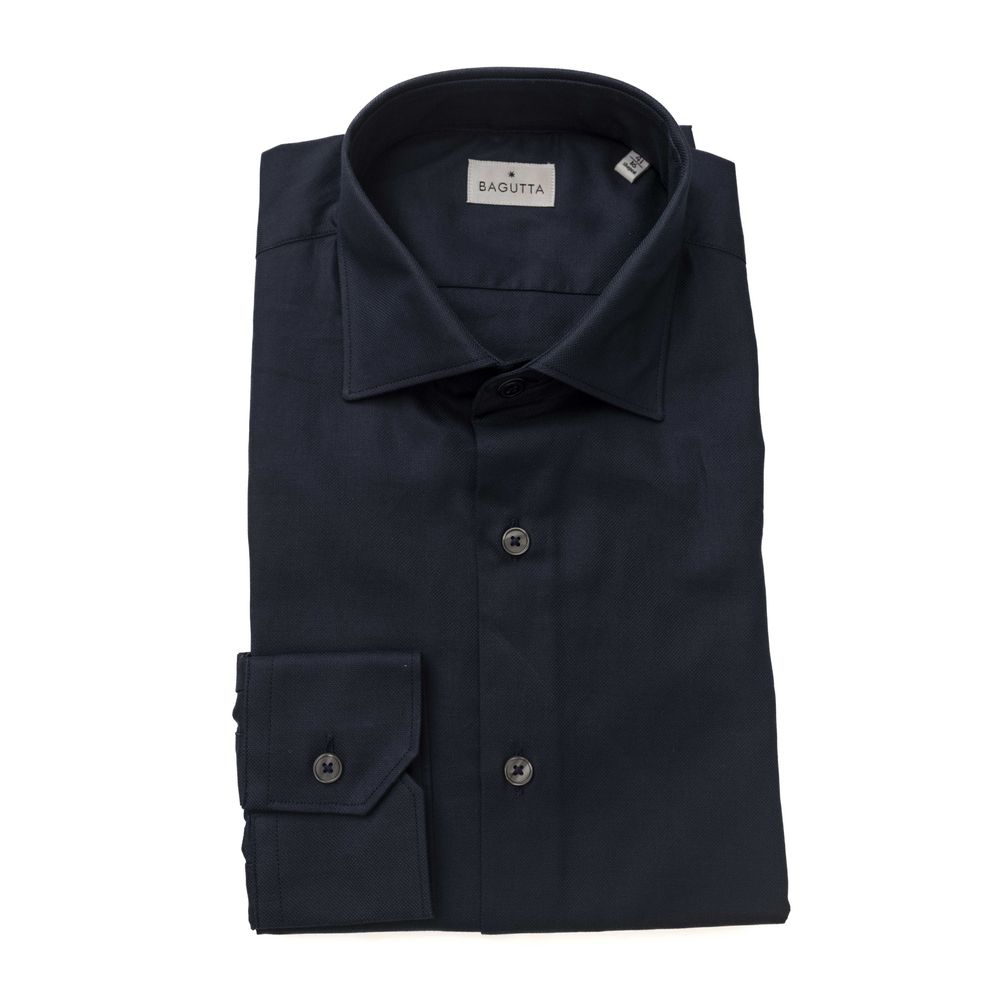 Blue Cotton Men Shirt - GlamHub Luxury and Icon Brand Clothing