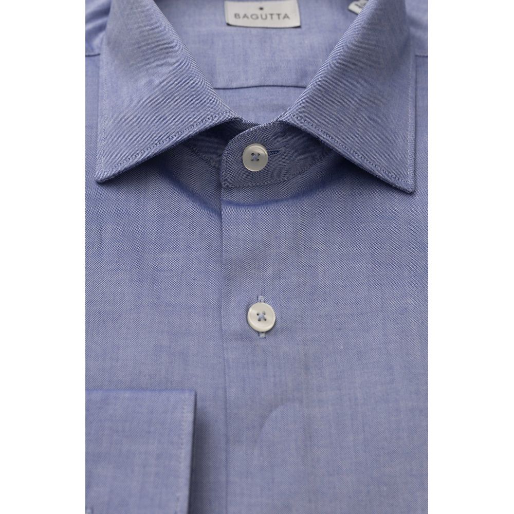 Light Blue Cotton Men Shirt - GlamHub Luxury and Icon Brand Clothing