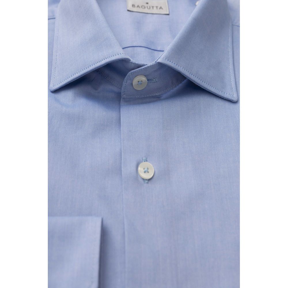 Light Blue Cotton Men Shirt - GlamHub Luxury and Icon Brand Clothing