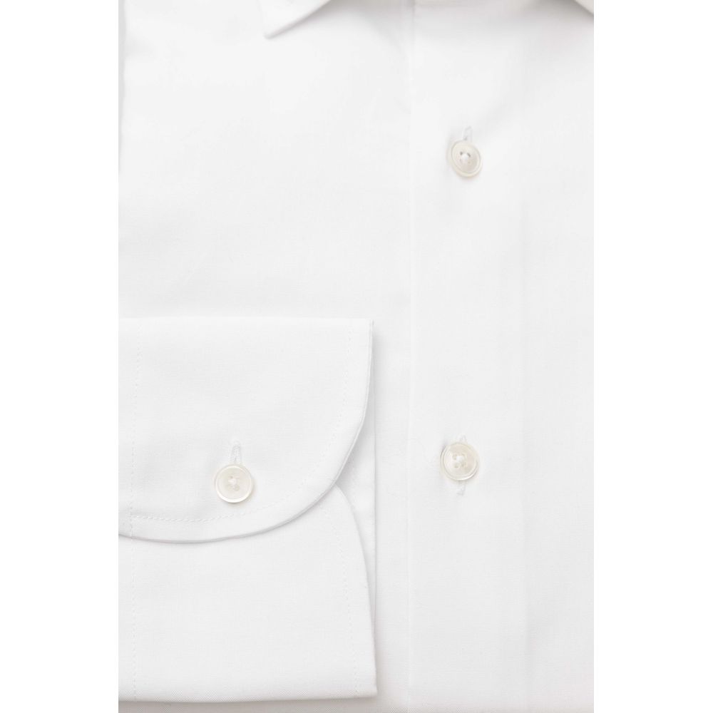 White Cotton Men Shirt - GlamHub Luxury and Icon Brand Clothing