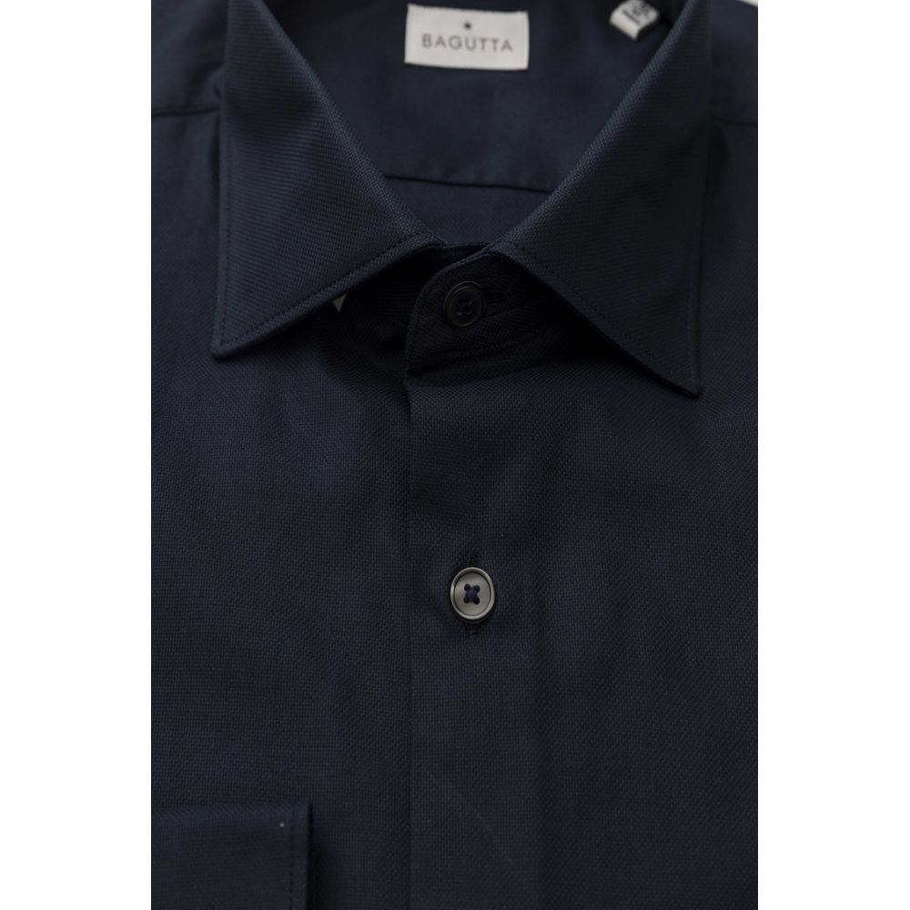 Blue Cotton Men Shirt - GlamHub Luxury and Icon Brand Clothing