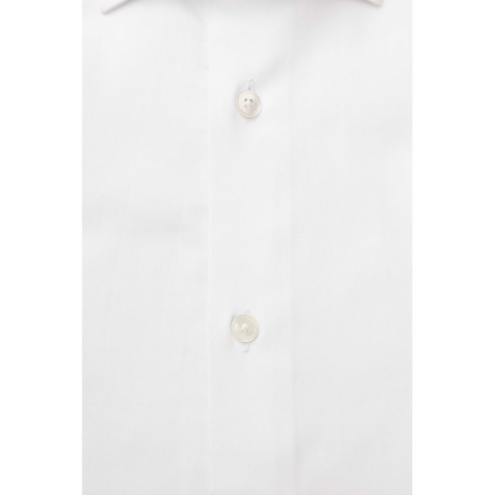 White Cotton Men Shirt - GlamHub Luxury and Icon Brand Clothing