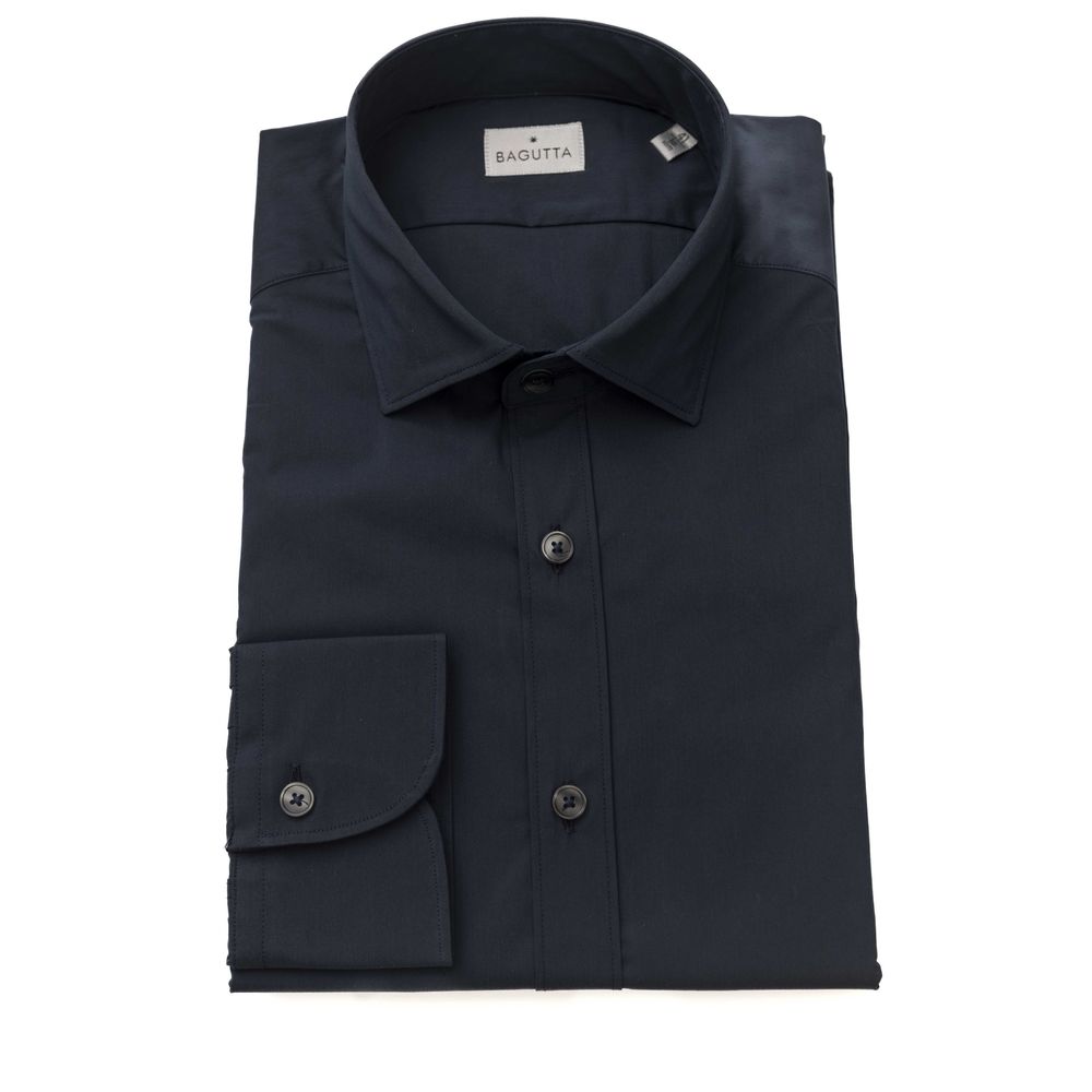 Blue Cotton Men Shirt - GlamHub Luxury and Icon Brand Clothing