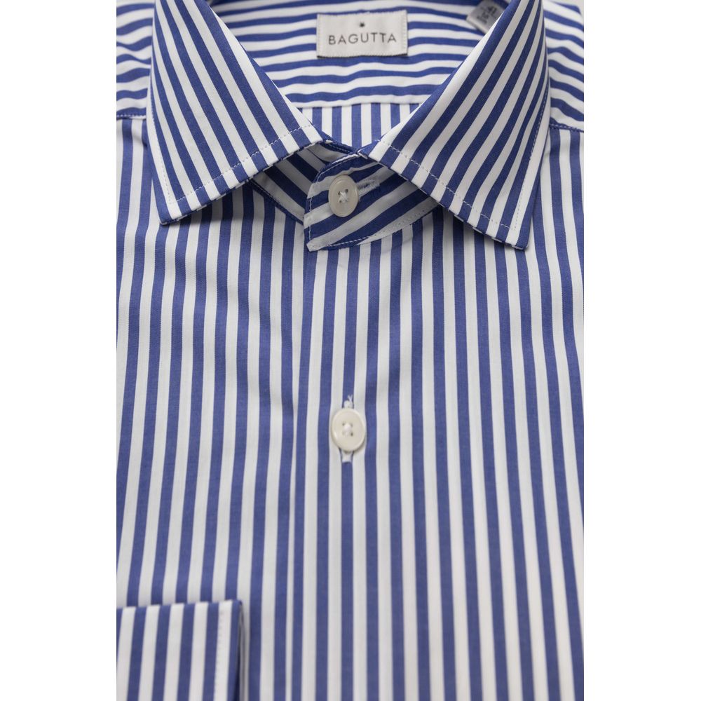 Light Blue Cotton Men Shirt - GlamHub Luxury and Icon Brand Clothing