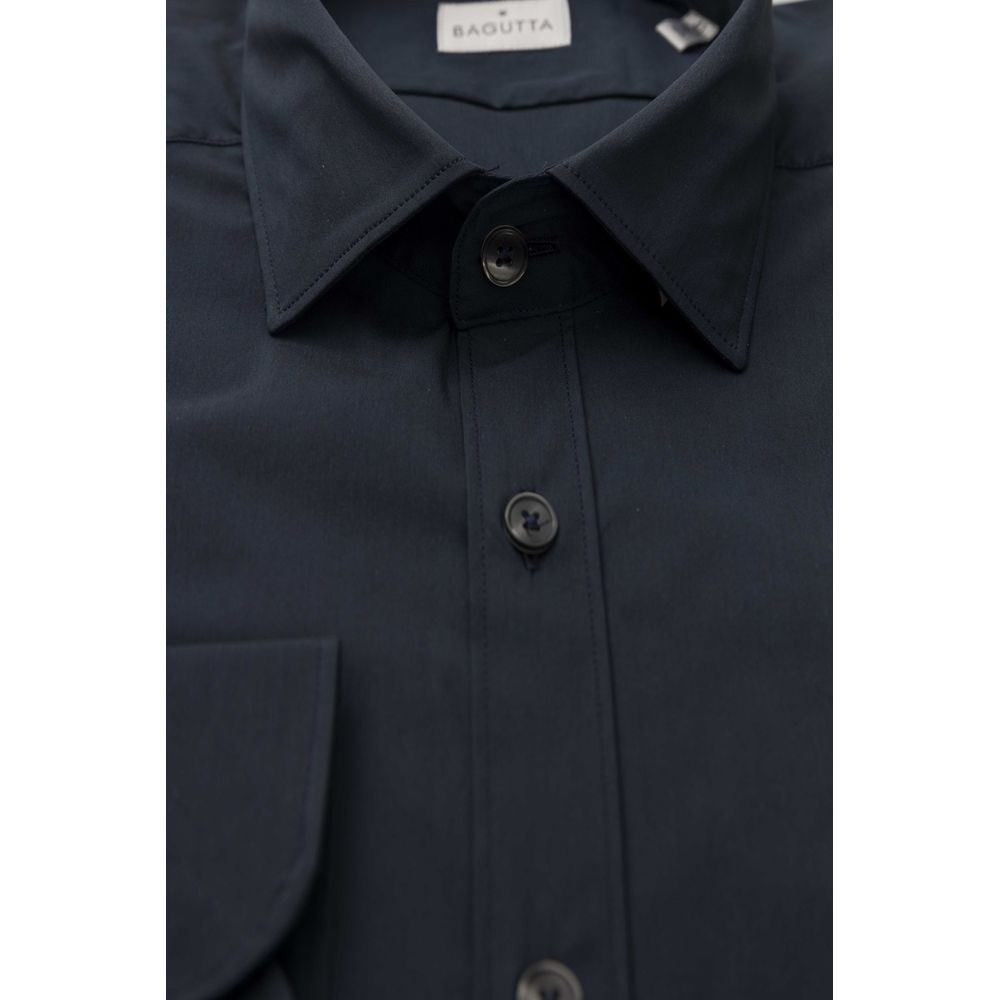 Blue Cotton Men Shirt - GlamHub Luxury and Icon Brand Clothing