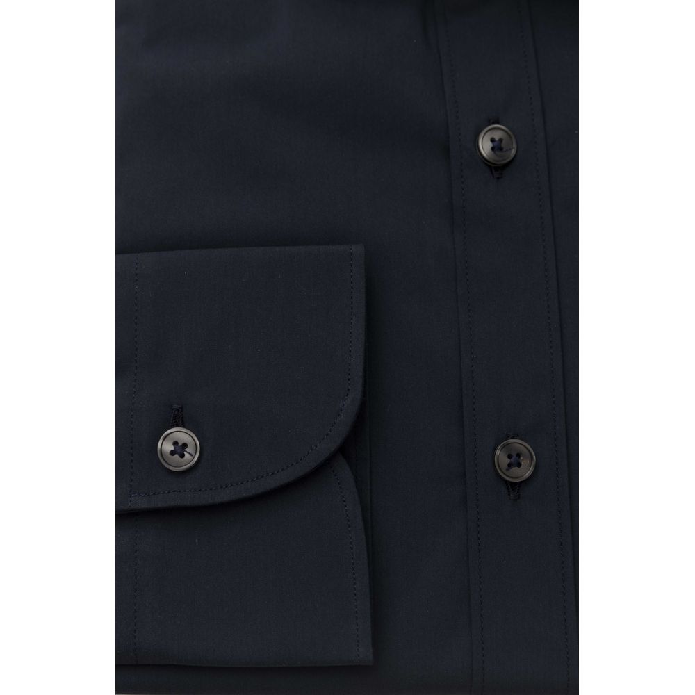 Blue Cotton Men Shirt - GlamHub Luxury and Icon Brand Clothing