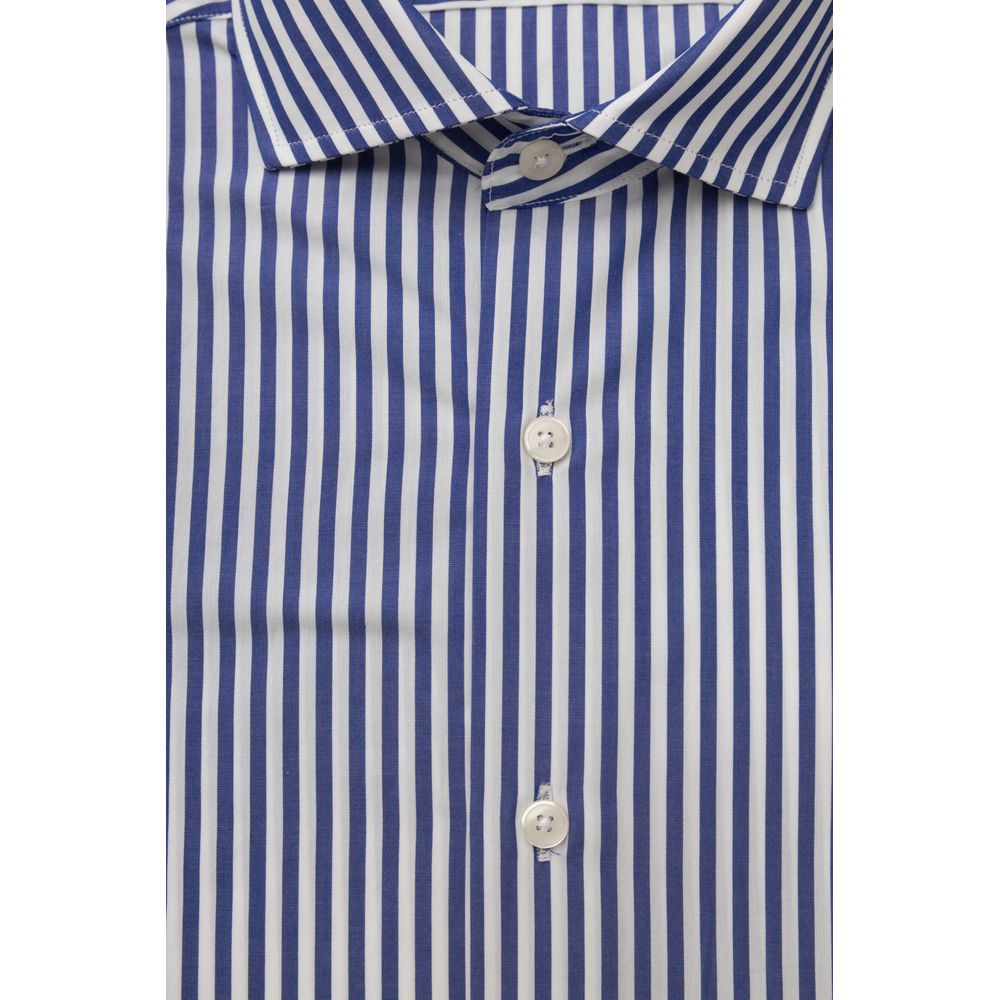 Light Blue Cotton Men Shirt - GlamHub Luxury and Icon Brand Clothing