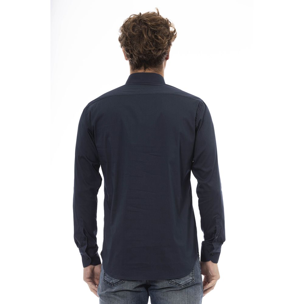 Blue Cotton Men Shirt - GlamHub Luxury and Icon Brand Clothing