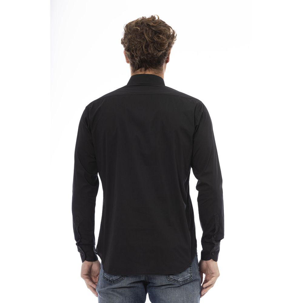 Black Cotton Men Shirt - GlamHub Luxury and Icon Brand Clothing