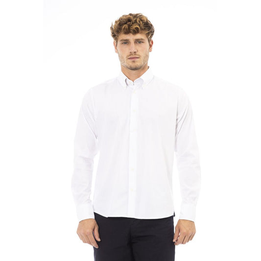 White Cotton Men Shirt - GlamHub Luxury and Icon Brand Clothing