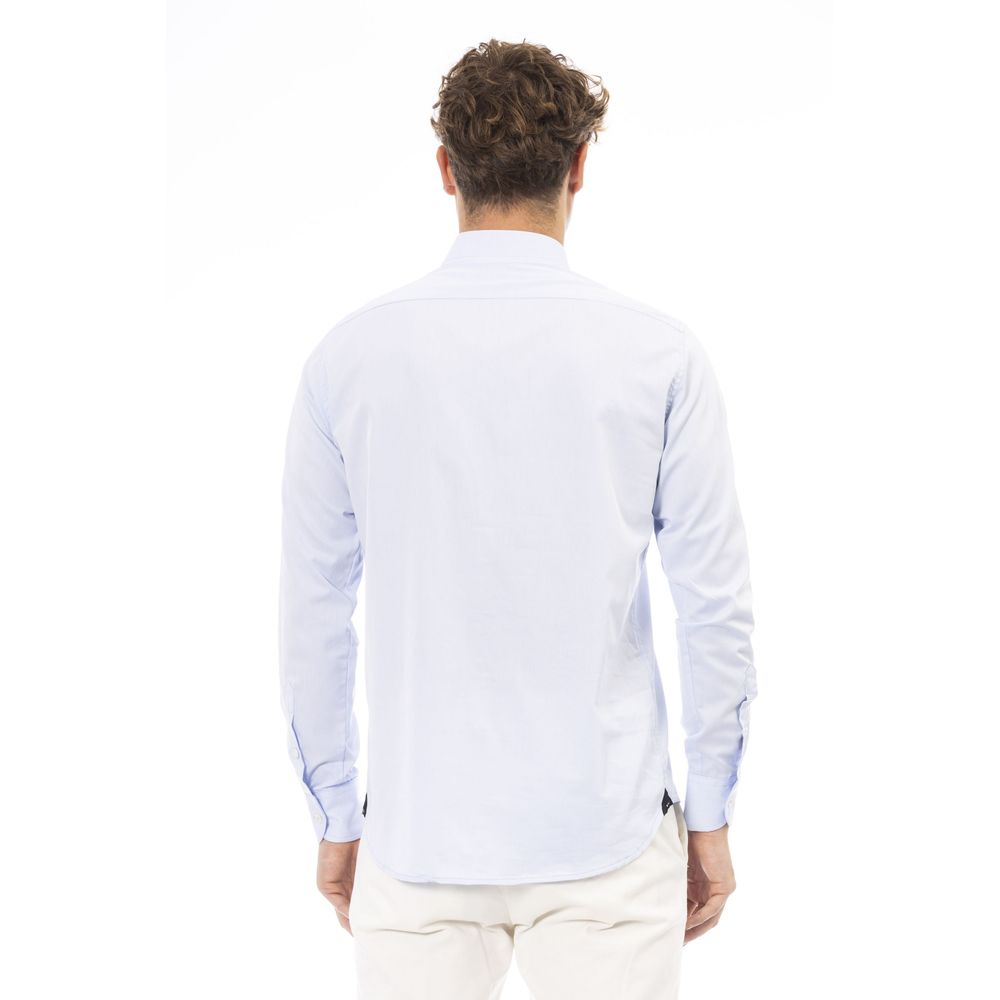 Light Blue Cotton Men Shirt - GlamHub Luxury and Icon Brand Clothing