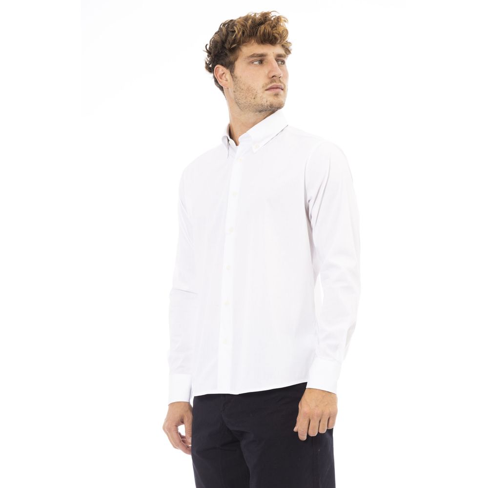 White Cotton Men Shirt - GlamHub Luxury and Icon Brand Clothing