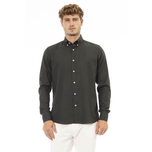 Green Cotton Men Shirt - GlamHub Luxury and Icon Brand Clothing