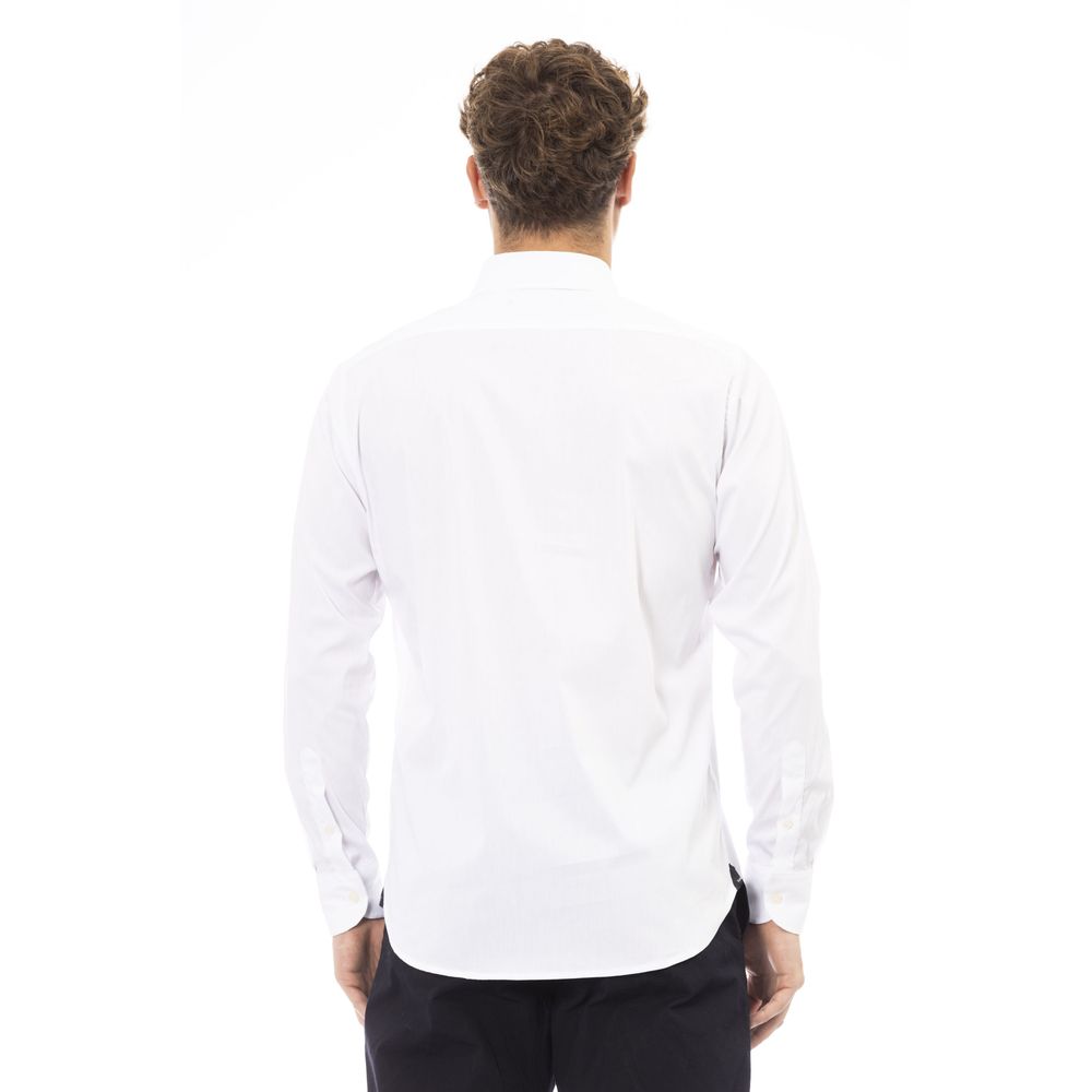 White Cotton Men Shirt - GlamHub Luxury and Icon Brand Clothing