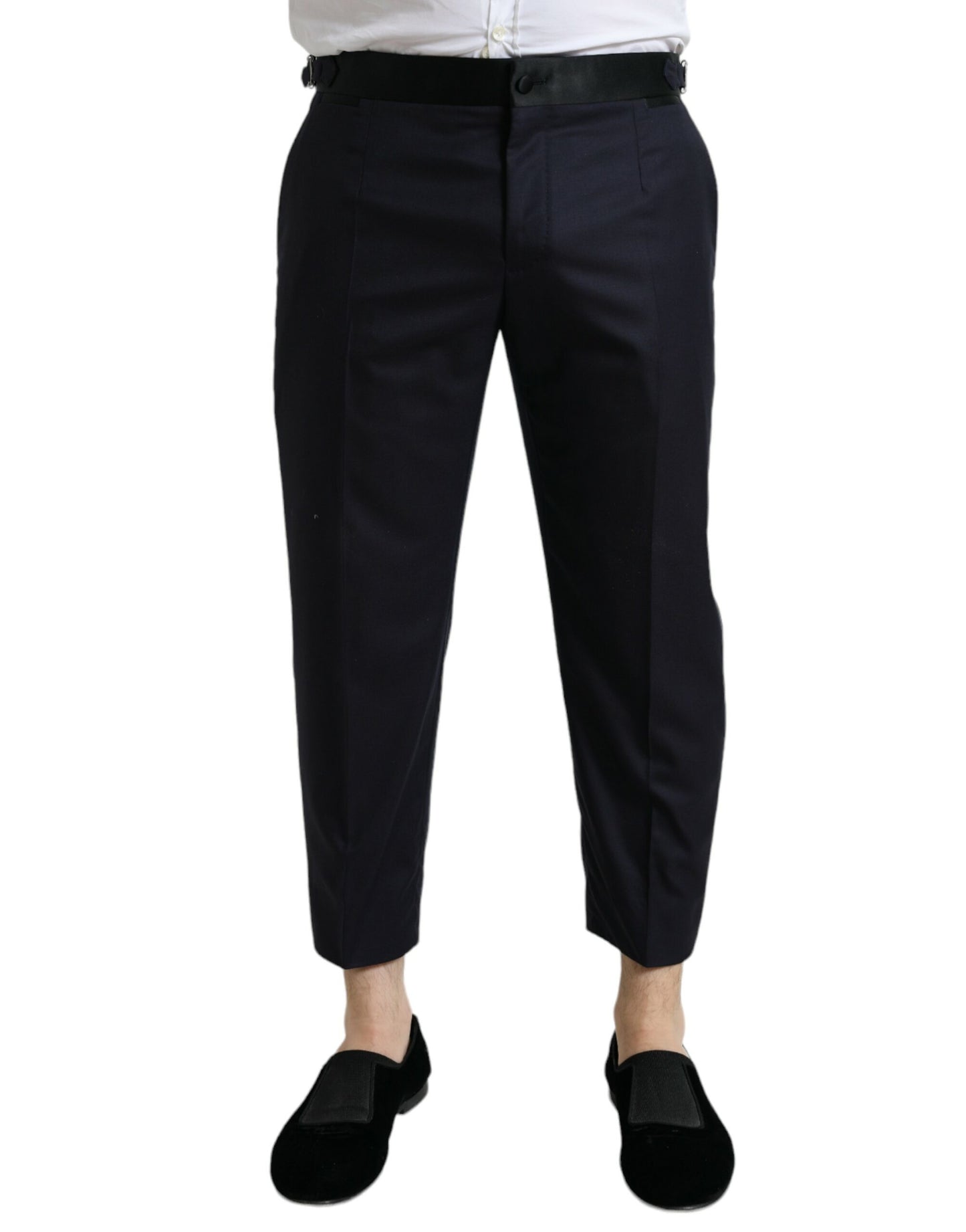 Elegant Wool-Silk Blend Cropped Dress Pants