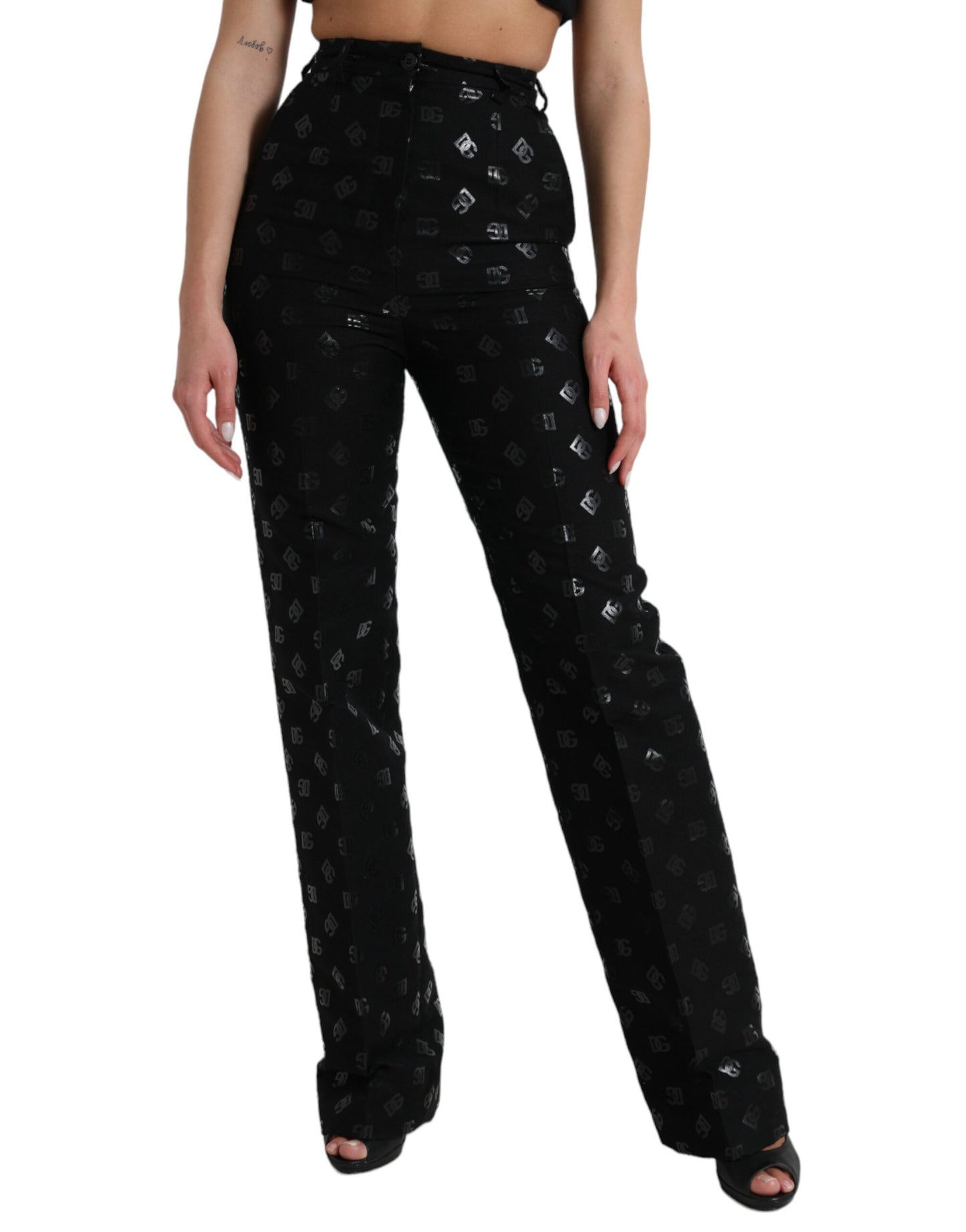 Schicke High Waist Straight Pants mit Logo-Print