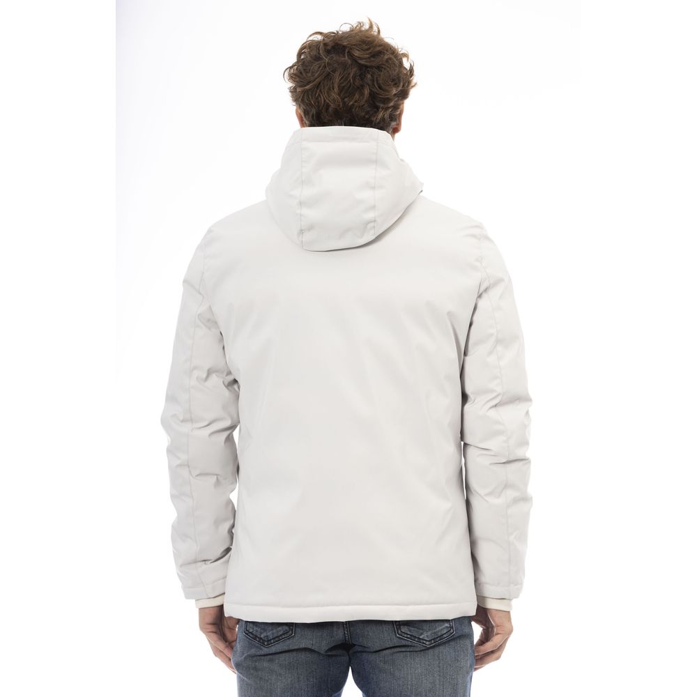 White Polyester Men Jacket - GlamHub Luxury and Icon Brand Clothing