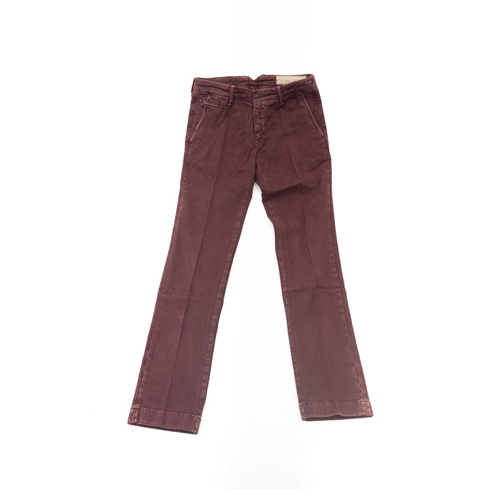 Burgundy Cotton Men Chino - GlamHub Luxury and Icon Brand Clothing