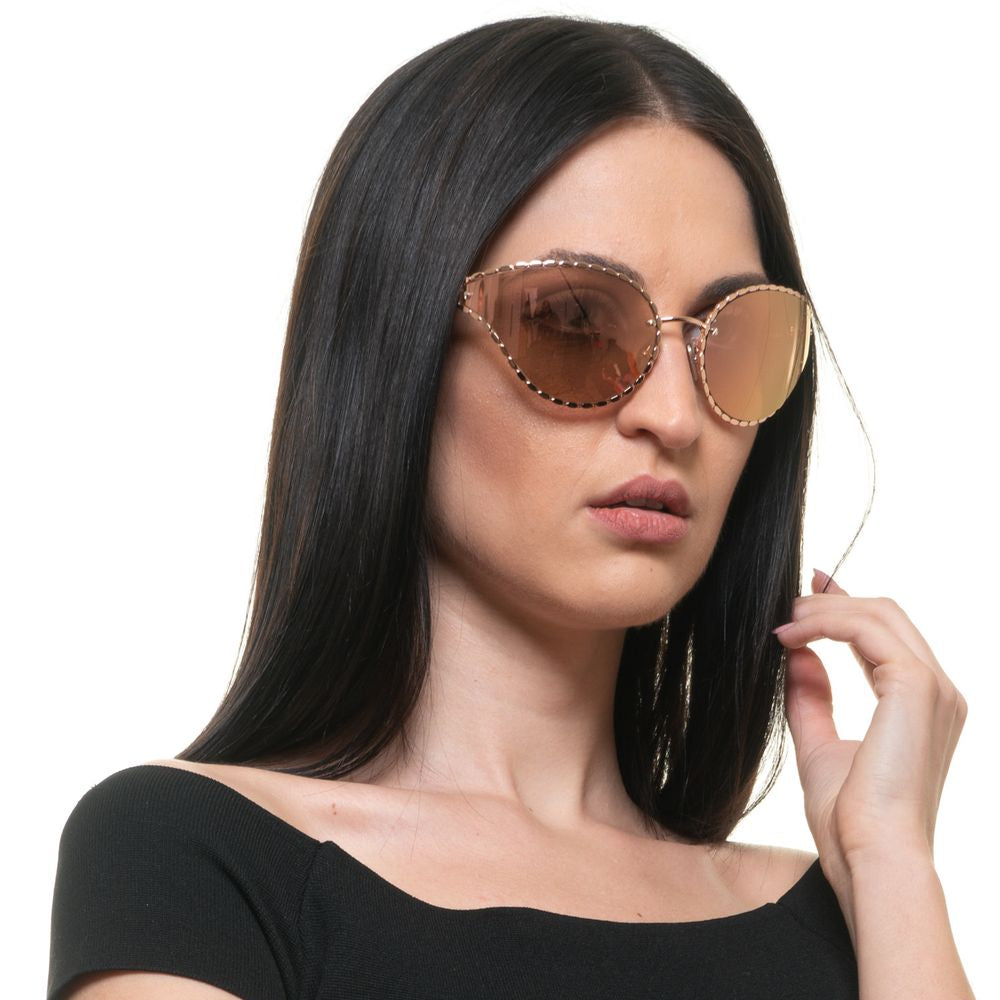 Rose Gold Oval Mirrored Sunglasses - GLAMHUB BOUTIQUE 