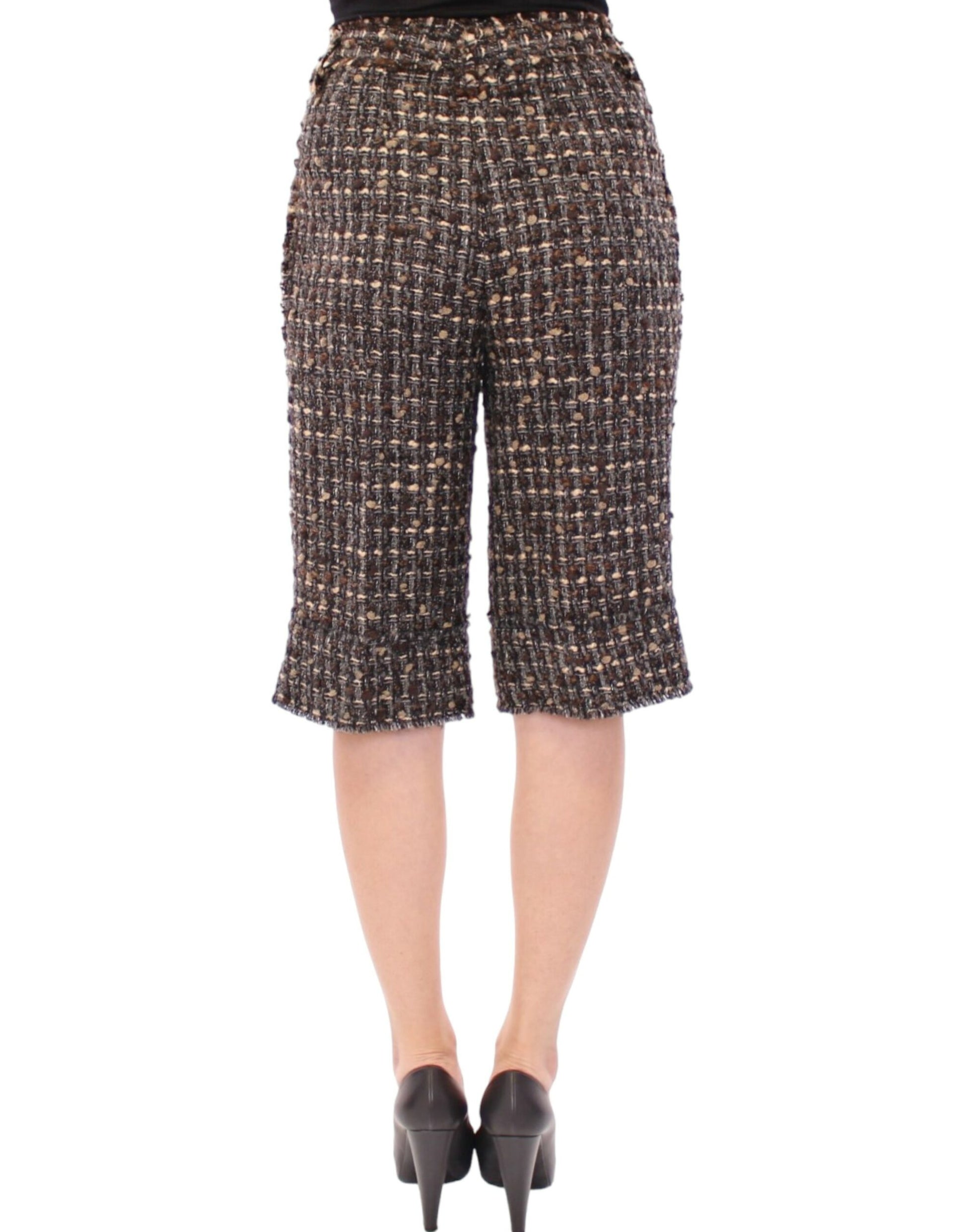 Elegant Multicolor Wool Blend Shorts - GlamHub Luxury and Icon Brand Clothing