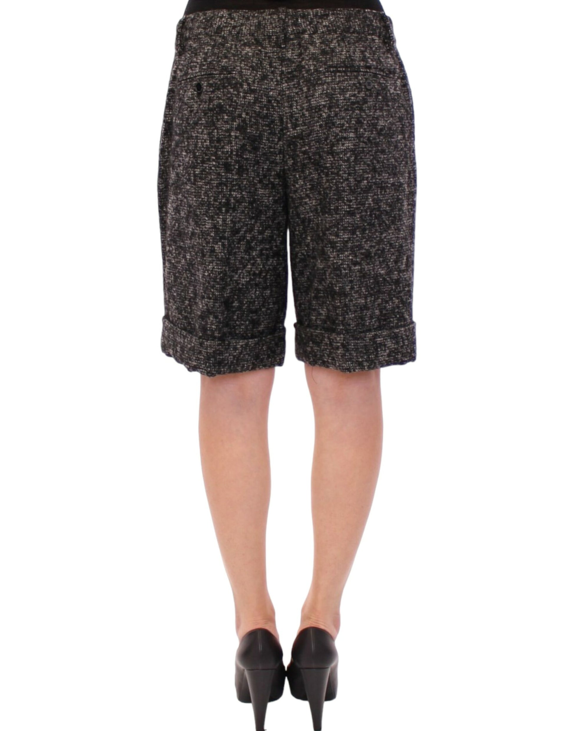 Elegant Gray Alpaca Blend Shorts - GlamHub Luxury and Icon Brand Clothing