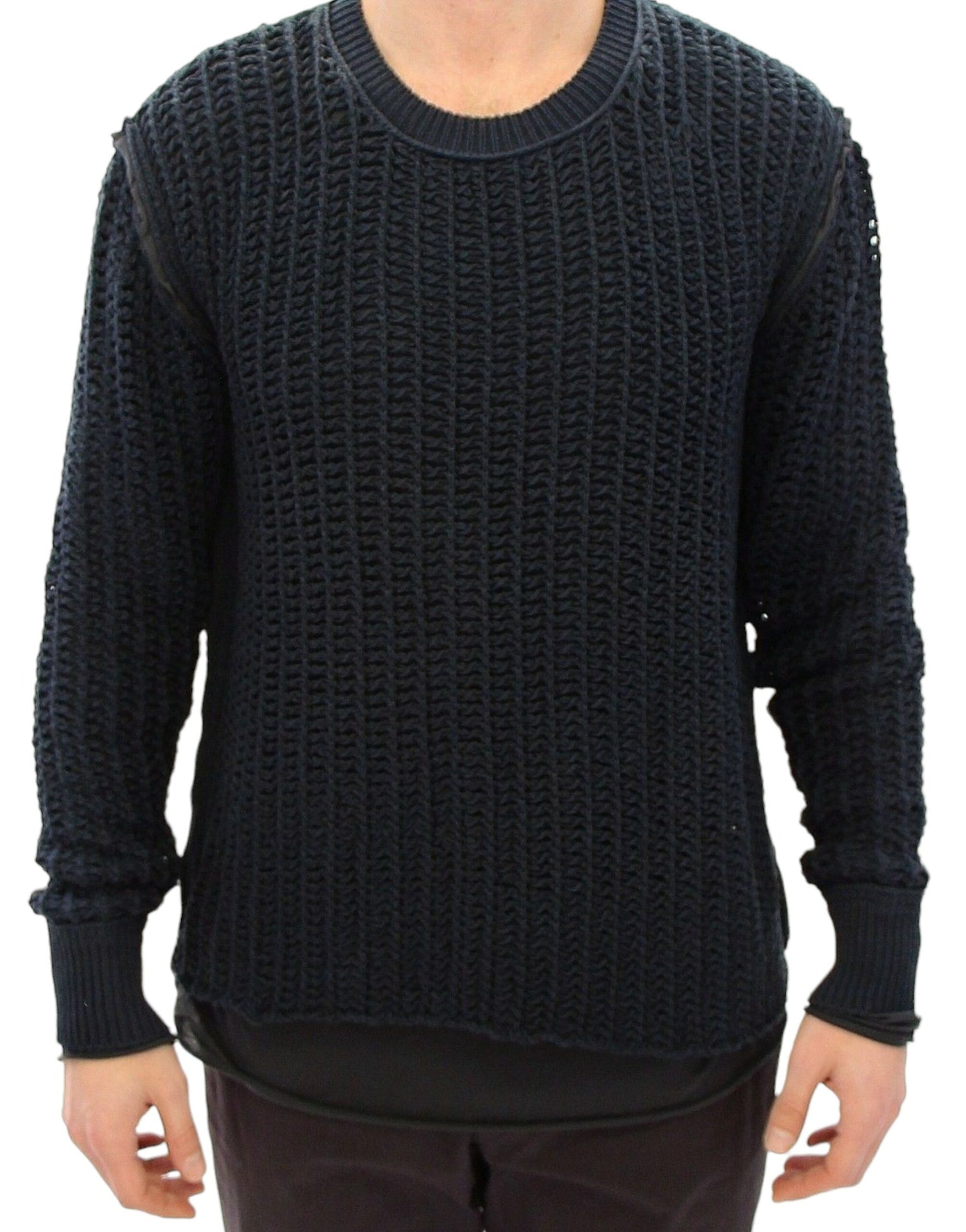 Elegant Blue and Black Layered Sweater - GlamHub Luxury and Icon Brand Clothing