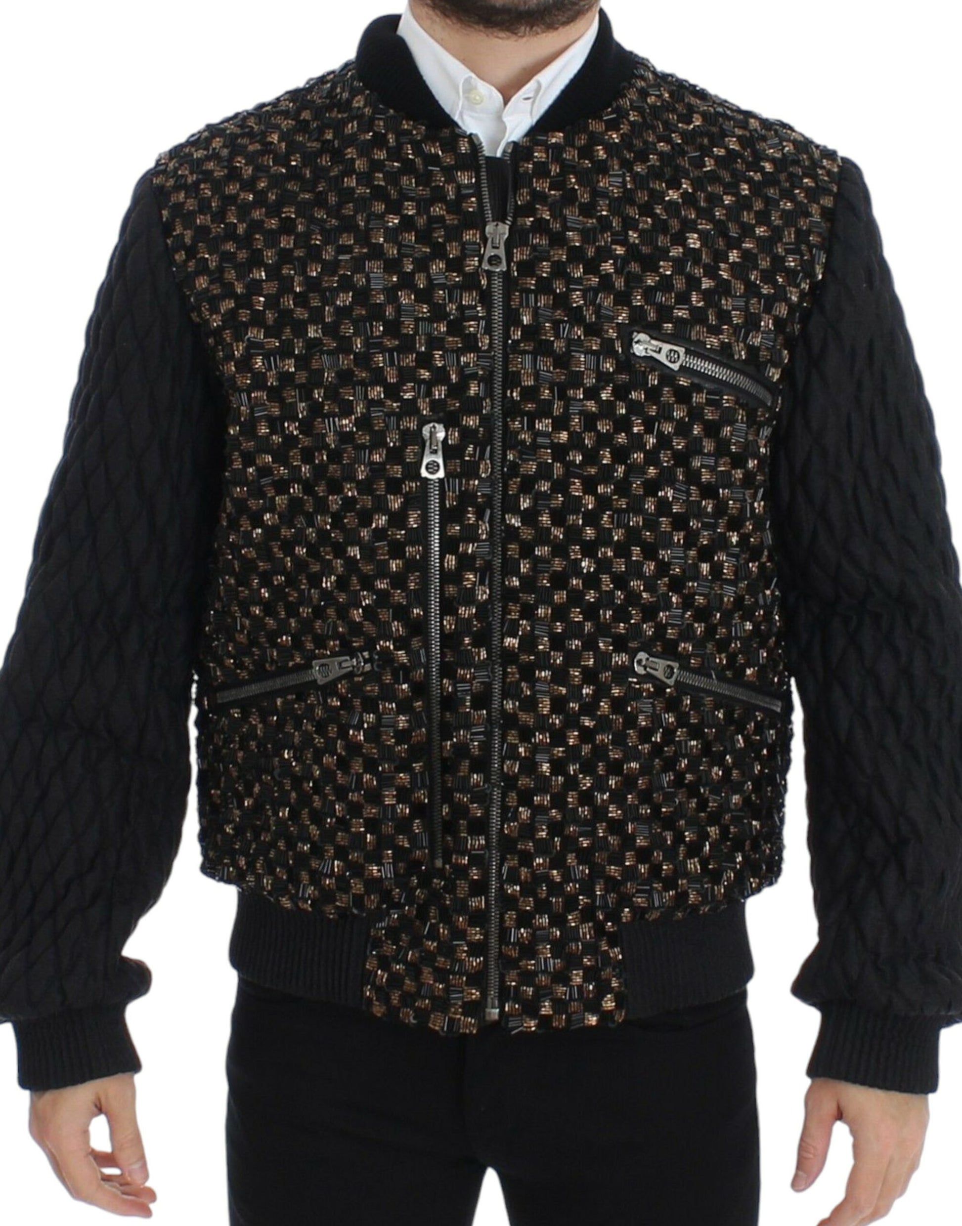 Elegant Black Sequined Designer Jacket - GlamHub Luxury and Icon Brand Clothing