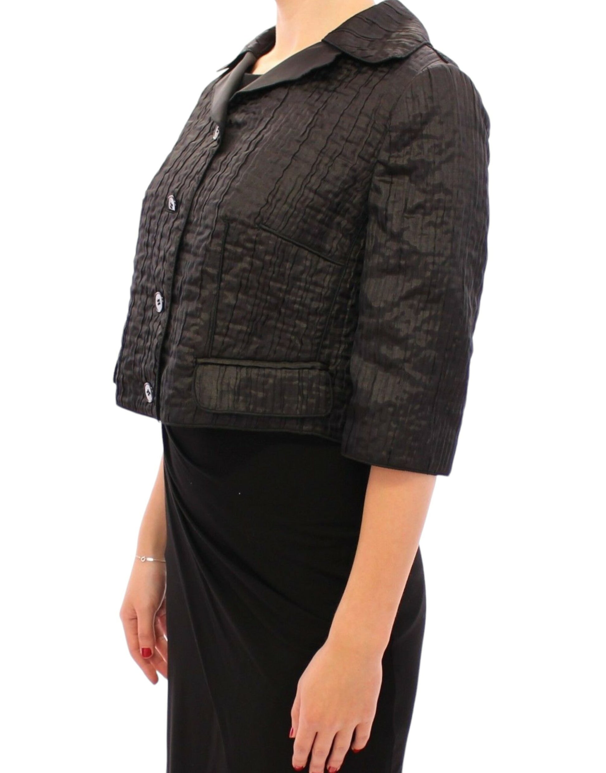 Elegant Black Bolero Shrug Jacket - GlamHub Luxury and Icon Brand Clothing