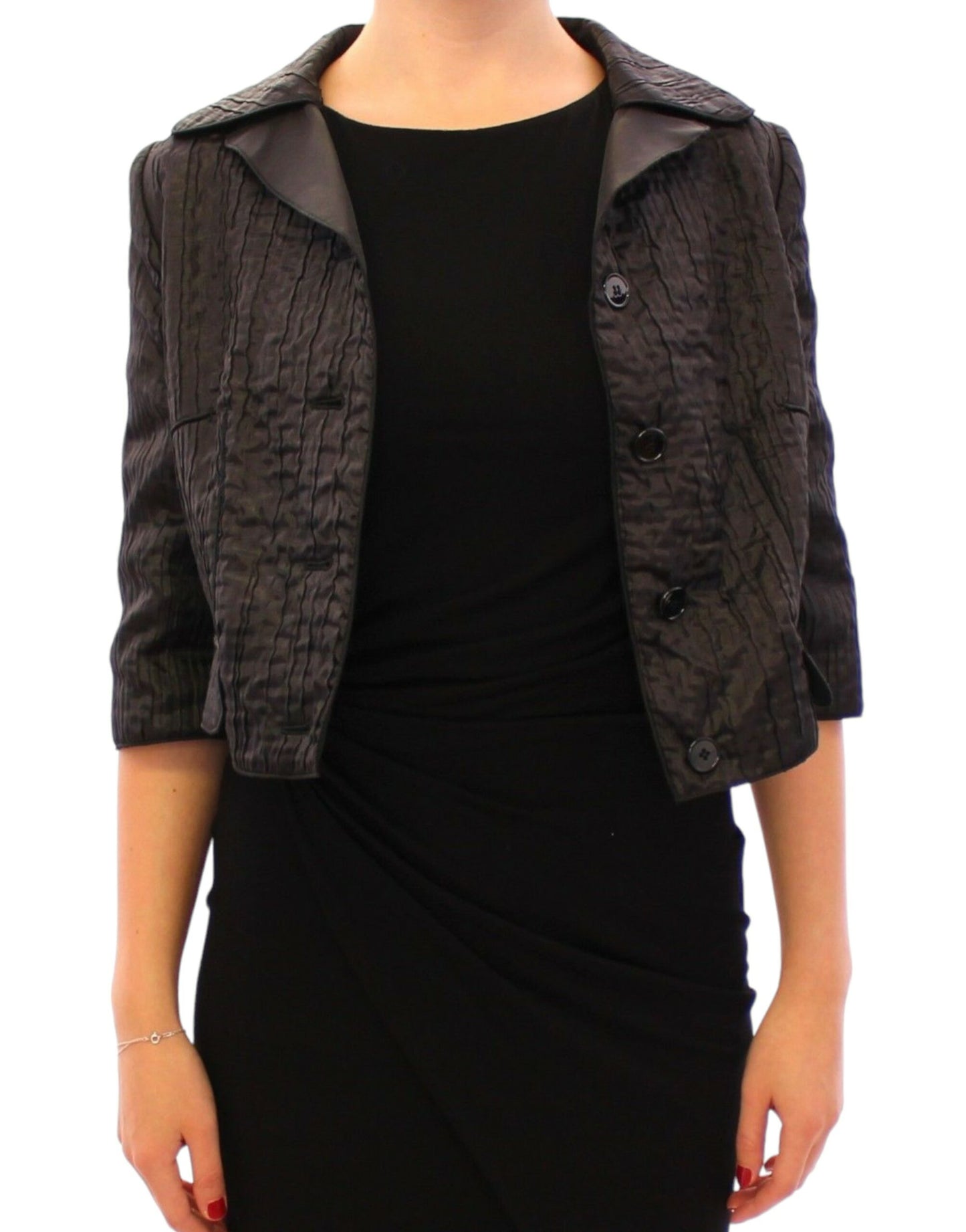 Elegant Black Bolero Shrug Jacket - GlamHub Luxury and Icon Brand Clothing