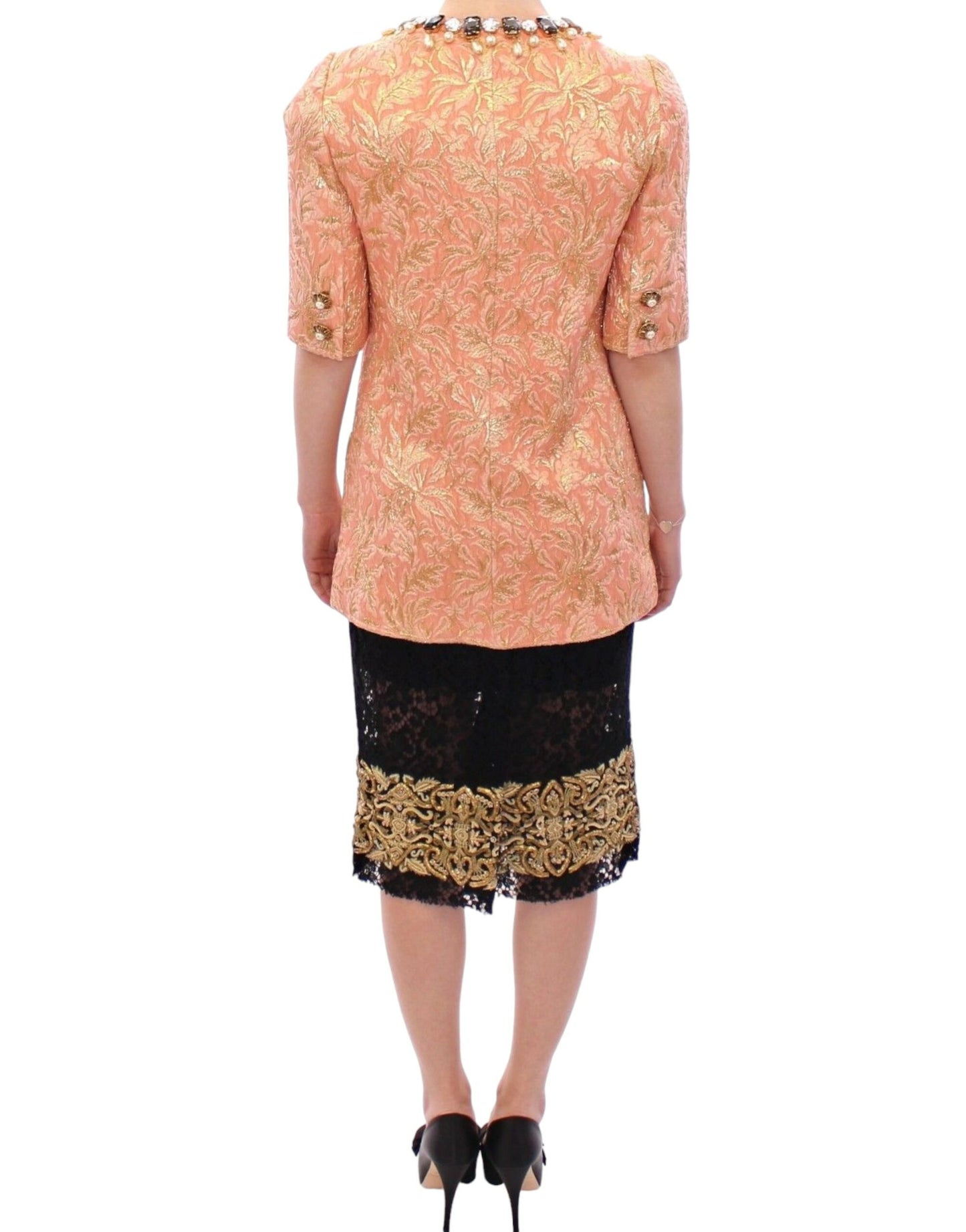 Exclusive Crystal Brocade Coat Jacket - GlamHub Luxury and Icon Brand Clothing