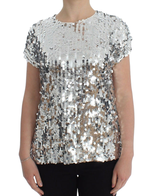 Enchanted Sicily Sequined Evening Blouse - GlamHub Luxury and Icon Brand Clothing