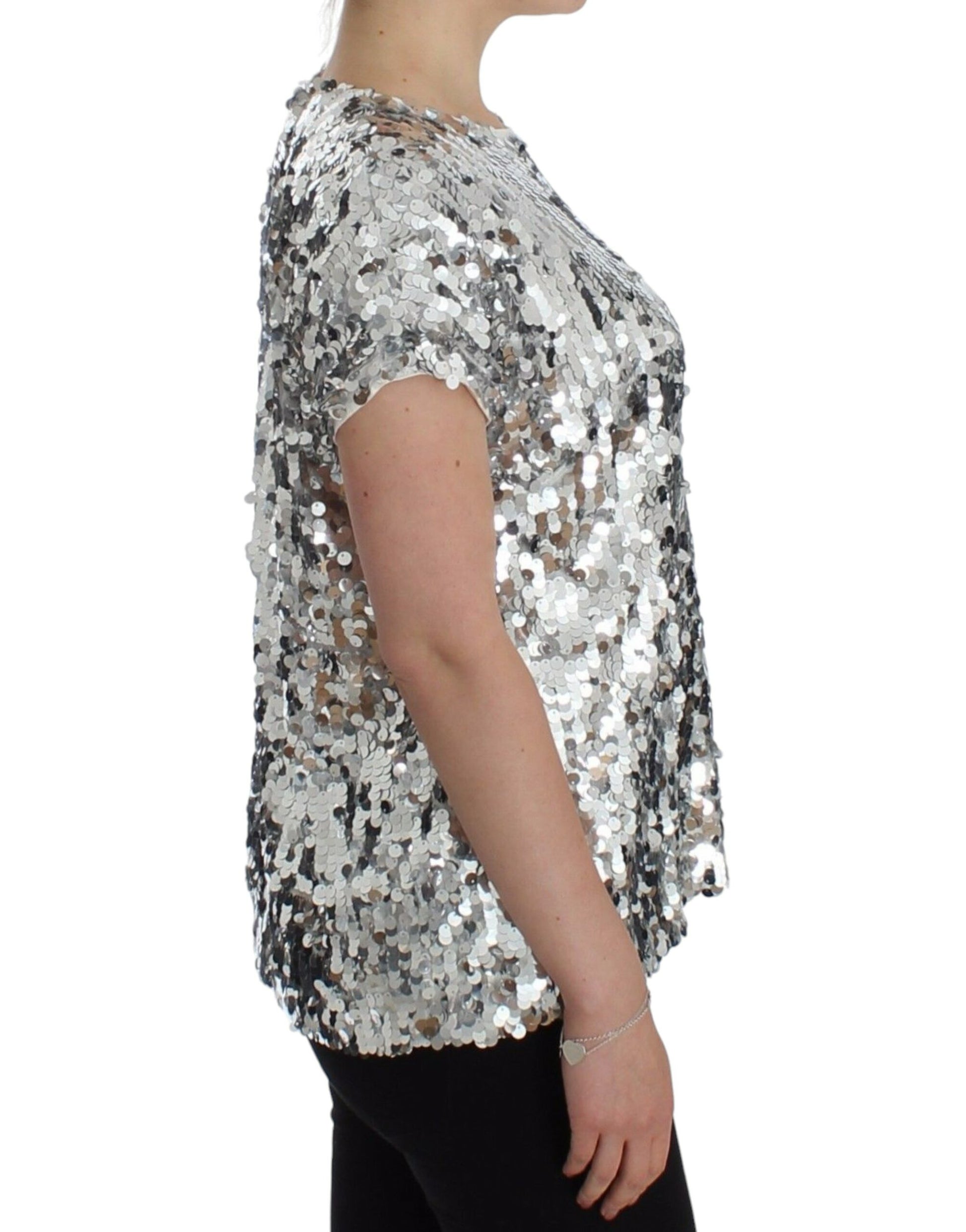 Enchanted Sicily Sequined Evening Blouse - GlamHub Luxury and Icon Brand Clothing