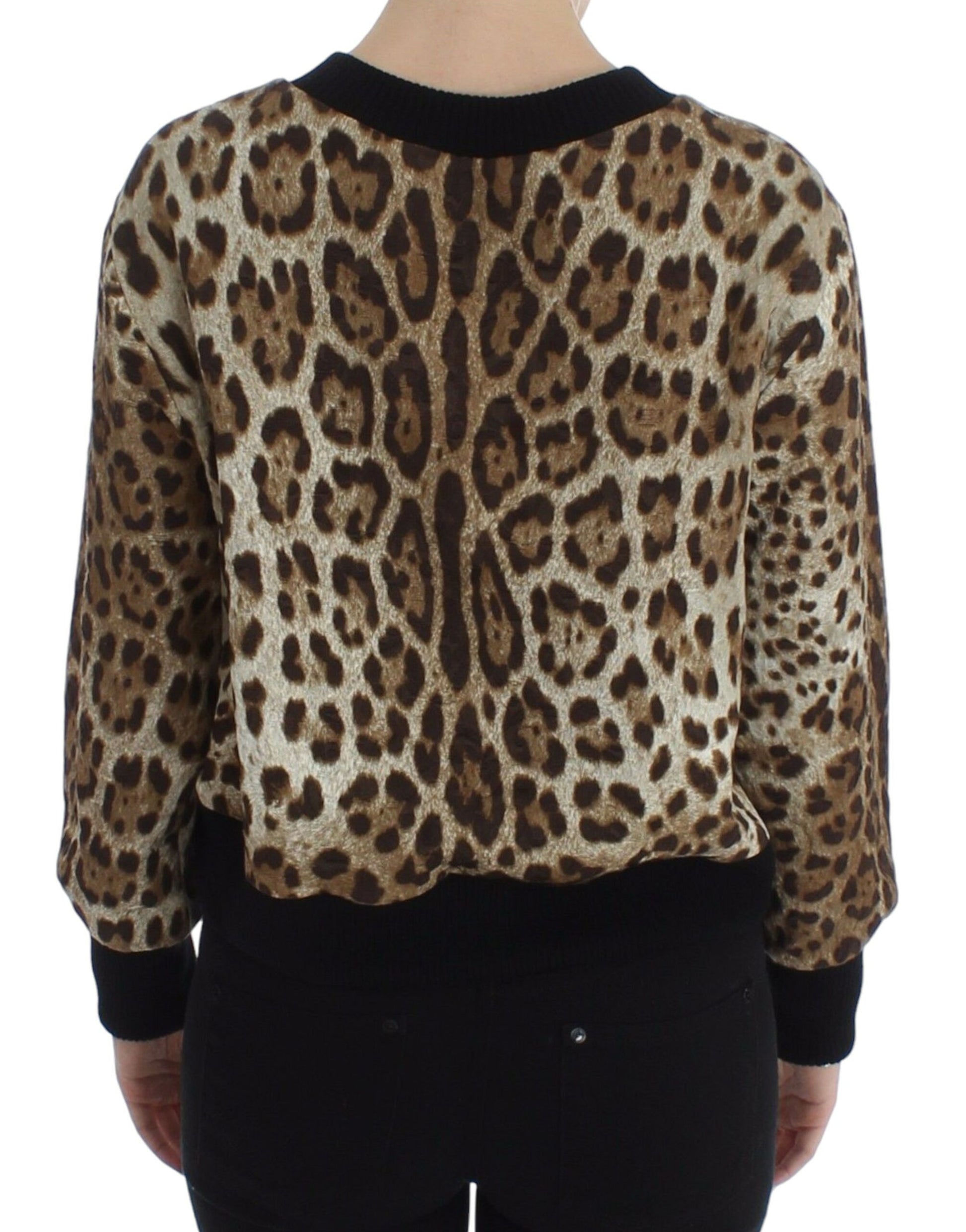 Elegant Leopard Print Short Sweater Top - GlamHub Luxury and Icon Brand Clothing