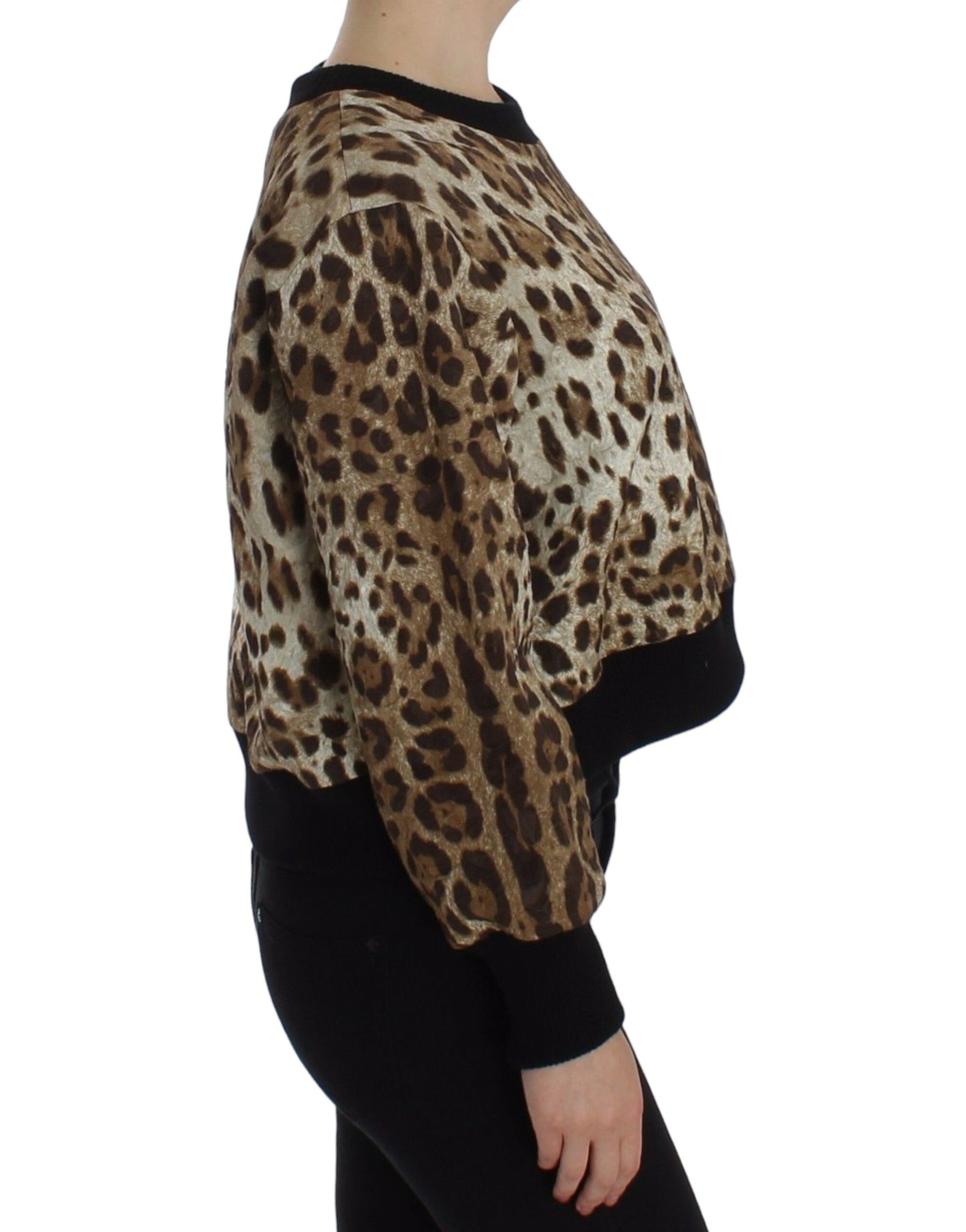 Elegant Leopard Print Short Sweater Top - GlamHub Luxury and Icon Brand Clothing